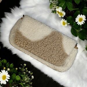 Universal Thread Faux Fur Vegan Leather Sherpa Crossbody Shoulder Clutch Bag